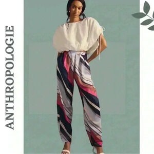 Anthropologie Maeve Wide Leg Pant Striped Geometric Print Bold Boho Style Size 6